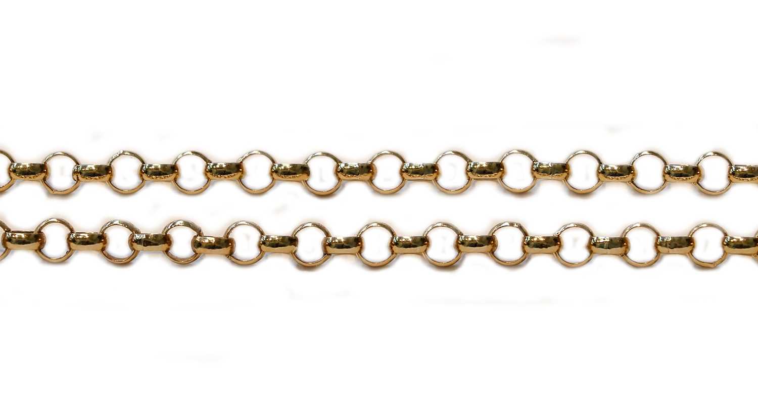 Lot 210 - A trace link chain, stamped '9K', length 61cm