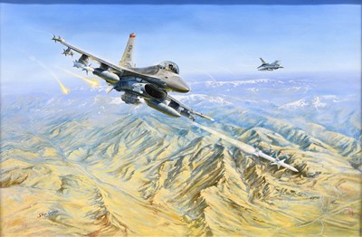 Lot 1110 - Steve Burgess (b.1960) Fighter jets over an...