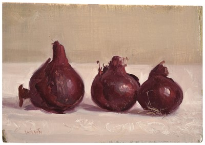 Lot 1160 - Robbie Wraith RP (b.1952) Three red onions...