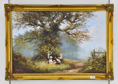 Lot 1175 - Les Parsons (20th Century) 
Children picnicing...