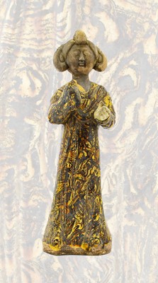 Lot 9 - A Chinese Earthenware Figure of a Maiden, in...