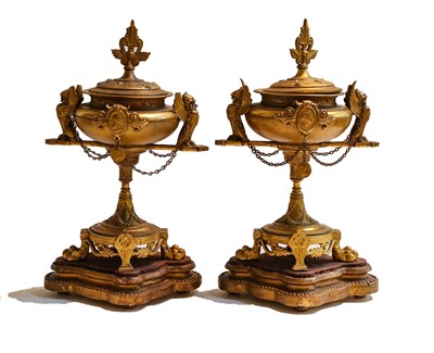 Lot 30 - A pair of French gilt metal Classical style...