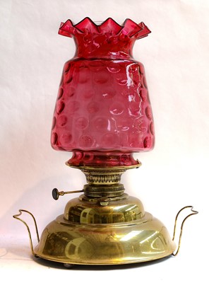 Lot 357 - A Victorian brass based oil lamp with...