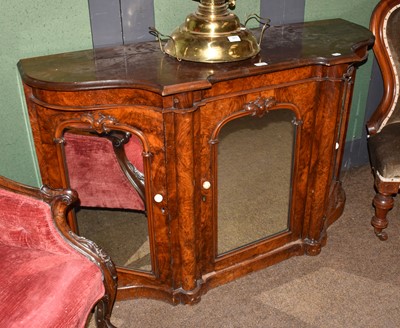 Lot 1439 - A Victorian walnut mirrored credenza, 138cm by...