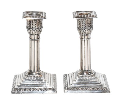 Lot 115 - A Pair of Victorian Silver Candlesticks, by...