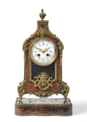 Lot 1038 - A French Tortoiseshell and Brass Inlaid Striking Mantel Clock, circa 1890, gilt metal mounts...