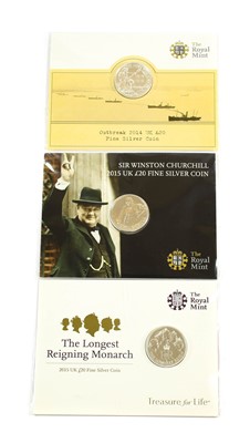 Lot 2124 - 3 x UK Commemorative Silver £20 Coins...