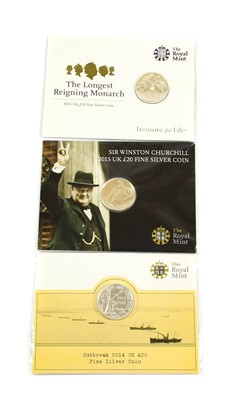 Lot 2125 - 3 x UK Commemorative Silver £20 Coins...