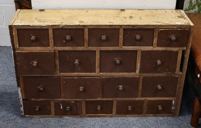 Lot 1255 - A bank of painted Victorian drawers