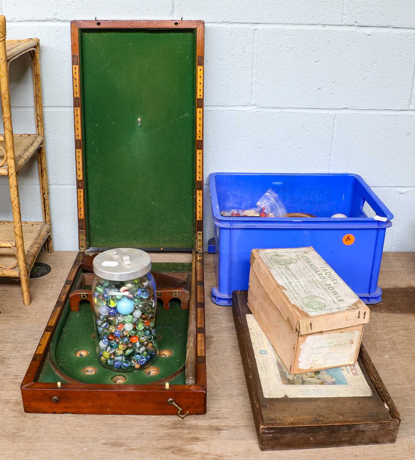 Lot 365 - Vintage games, marbles, and bagatelle,...