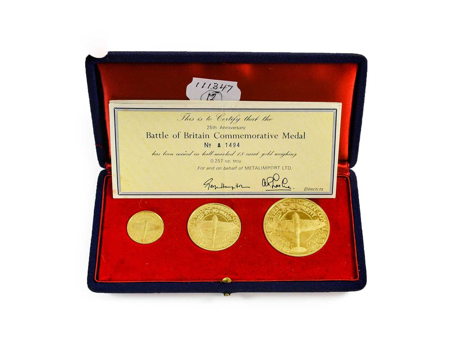 Lot 2250 - Battle of Britain, a Set of 3 x Gold Medals...