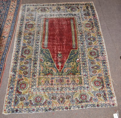 Lot 1107 - Anatolia silk prayer rug, the crimson field...