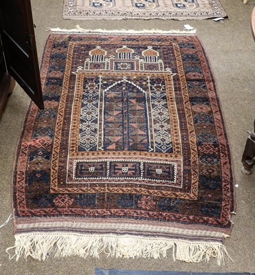 Lot 1100 - Balouch Prayer Rug, the tree of life field...