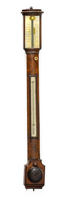 Lot 692 - A Mahogany Bow Fronted Stick Barometer, signed...