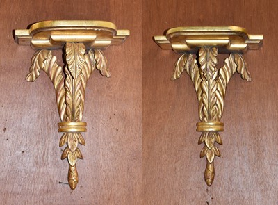 Lot 154 - A pair of giltwood and gesso wall brackets,...