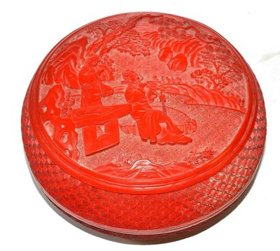 Lot 119 - Chinese cinnabar lacquer circular box and cover