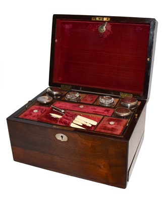 Lot 37 - A Victorian fitted rosewood workbox, together...