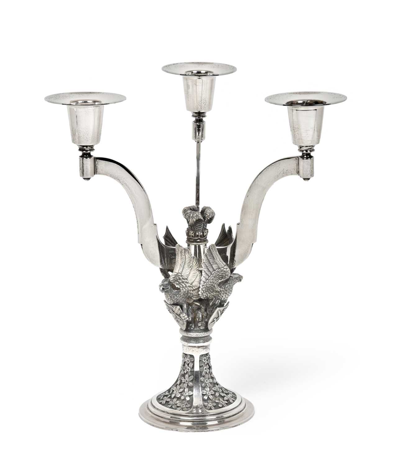 Lot 2168 - An Elizabeth II Silver Three-Light Candelabrum