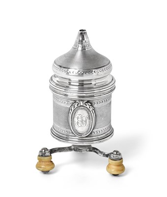 Lot 2172 - A French Silver, Silver Plate and Ivory-Mounted Pepper-Mill