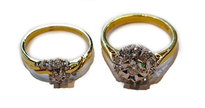 Lot 195a - An 18 carat gold diamond cluster ring, finger...