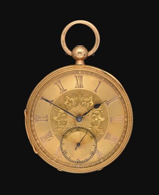 Lot 2220 - An 18 Carat Gold Open Faced Pocket Watch