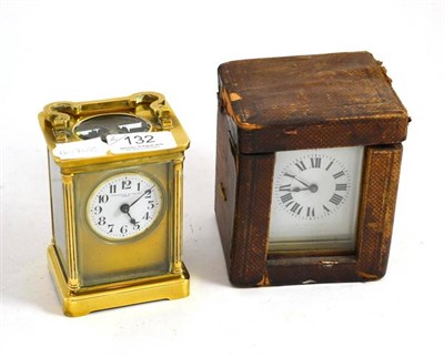 Lot 132 - Collingwood & Son brass carriage clock and another in fitted case (2)
