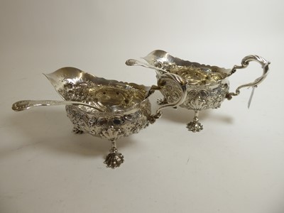 Lot 2273 - A Pair of George II Silver Sauceboats