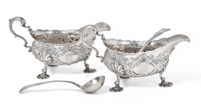Lot 2273 - A Pair of George II Silver Sauceboats