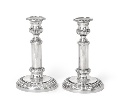 Lot 2275 - A Pair of George III Silver Telescopic Candlesticks