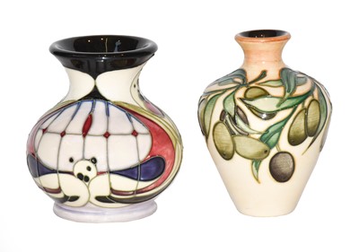 Lot 274 - Two modern Moorcroft trial vases, Mackintosh...