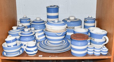 Lot 149 - ~ A quantity of Cornish ware pottery including...