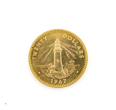 Lot 2240 - Bahamas, Elizabeth II $20 1967, 22ct gold, 8g,...