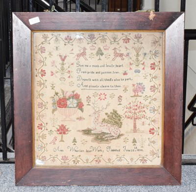 Lot 1074 - ~ A group of Victorian needlework samplers,...