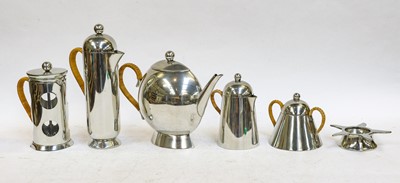 Lot 312 - A Nick Munro pewter coffee and teaset on a...