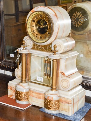 Lot 424 - A 19th century Onyx mantle clock