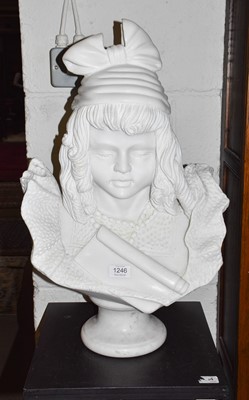 Lot 1246 - A 20th century white marble bust of a girl...