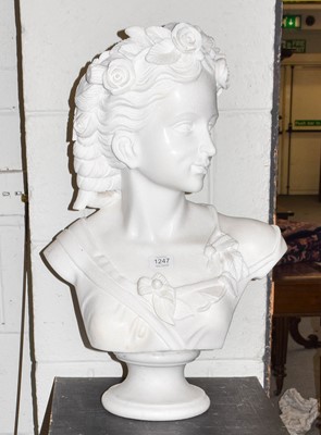 Lot 1247 - A 20th century white marble bust of a young...