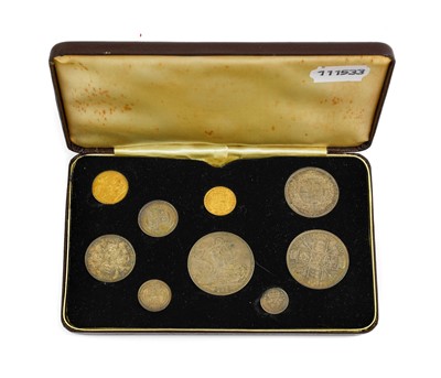 Lot 2137 - Victoria Gold and Silver 9-Coin Set 1887,...