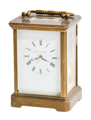Lot 238 - A brass carriage timepiece, signed Matthew...