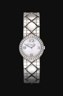 Lot 2266 - Christian Dior: A Lady's Stainless Steel Diamond Set Wristwatch