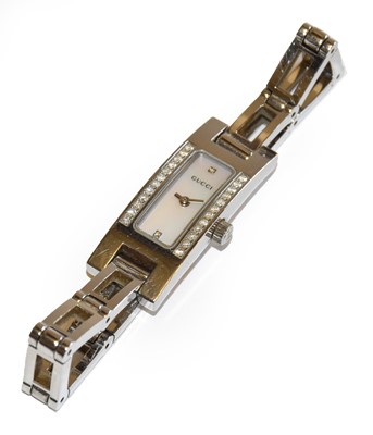 Lot 169 - A lady's steel diamond set wristwatch