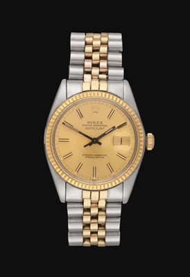 Lot 2106 - Rolex: A Steel and Gold Automatic Calendar Centre Seconds Wristwatch