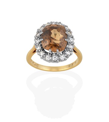 Lot 2325 - A Brown Zircon and Diamond Cluster Ring