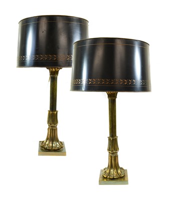 Lot 731 - A Pair of Bronze Table Lamps, 20th century,...