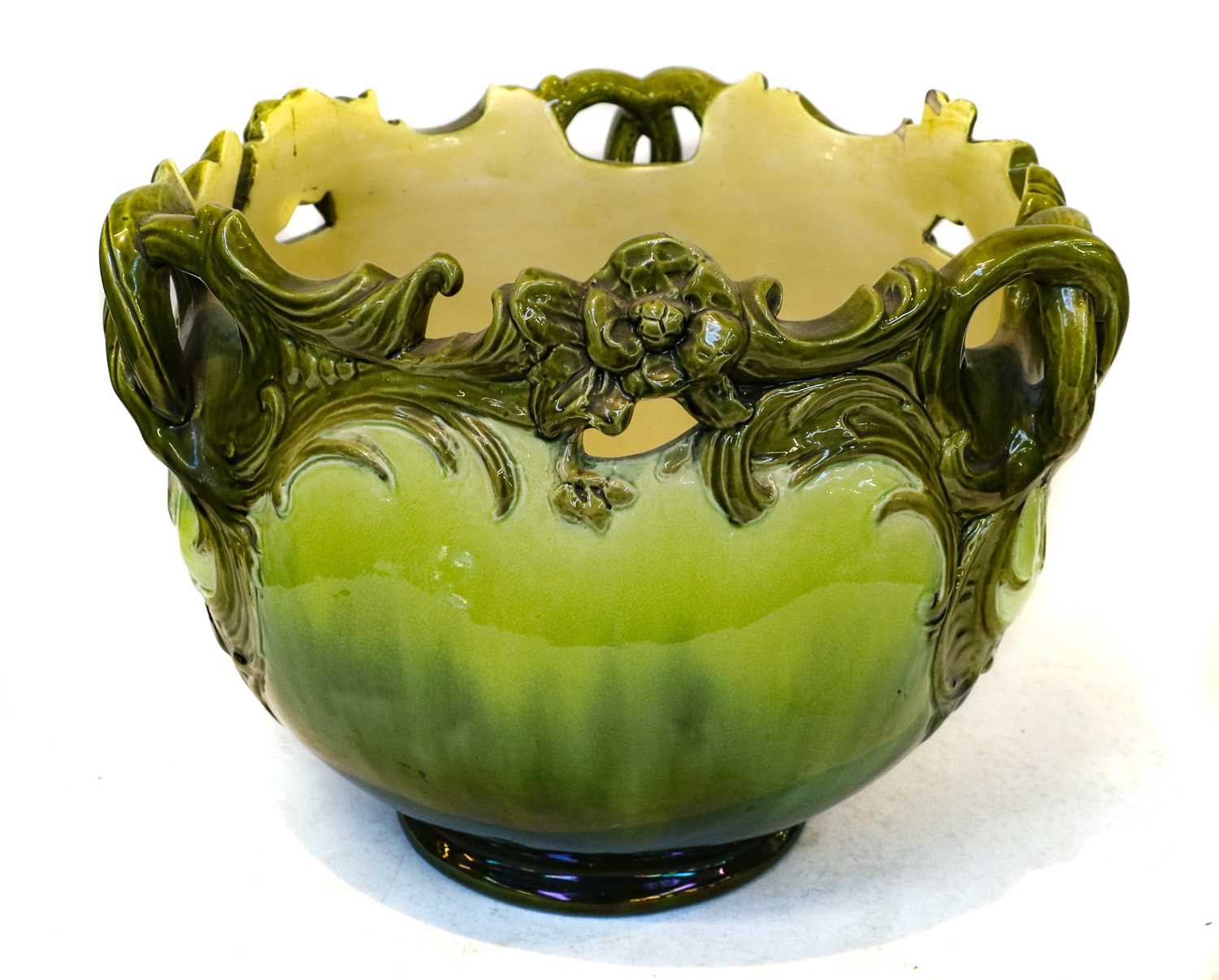 Lot 420 - A Victorian Burmantofts faience jardiniere,...