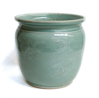 Lot 157 - A Chinese celadon glazed porcelain jardiniere...