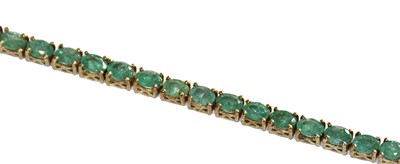Lot 218 - An emerald bracelet, stamped '925', length...