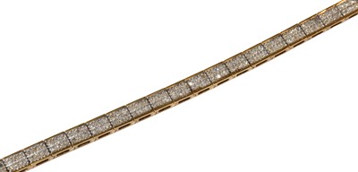 Lot 183 - A 9 carat gold diamond bracelet, length 18cm