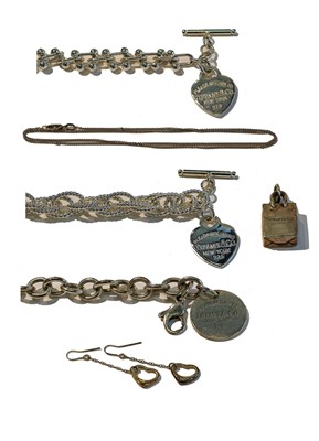 Lot 283 - Tiffany & Co: two bracelets, necklace,...