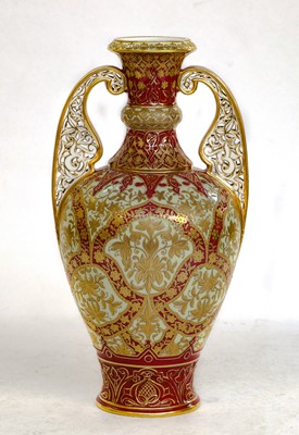 Lot 92 - A Royal Crown Derby vase with flat scrolling...
